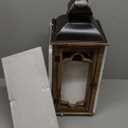 Large Farmhouse Decorative Wooden Lantern Set of 2, Rustic Brown Floor Lanterns, Indoor/Outdoor Hurricane Lanterns for Home Decor (No Glass) (Brown With Black Top)