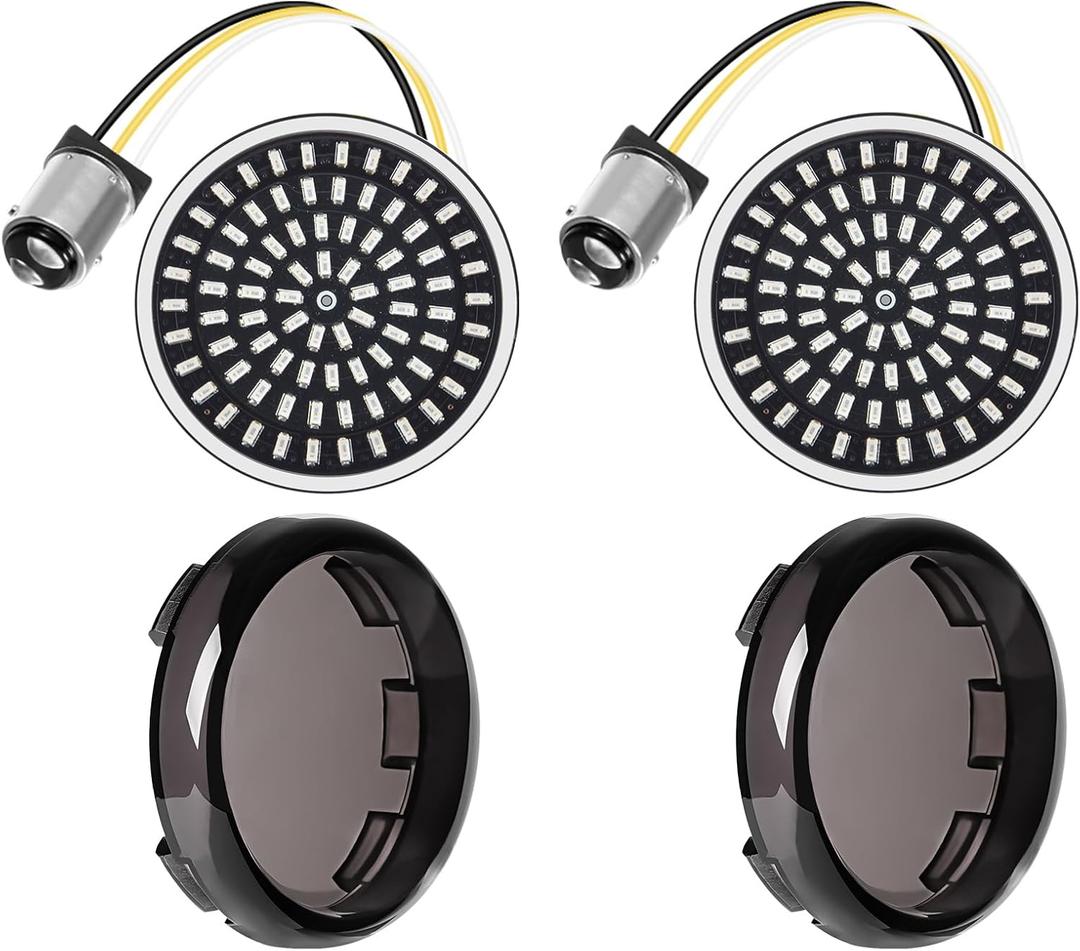 Benlari 2 inch Rear Turn Signals, 81 LEDs Turn Signals Kit with 4 Smoked Lens Cover Fit for Harley Touring Street Glide Road Glide Road King Electra Glide Sportster Iron Dyna Softail 1986-2024