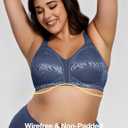 Deyllo Women's Full Coverage Plus Size Comfort Minimizer Bra Wirefree Non Padded (Blue)