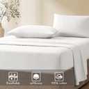 Comfort Spaces 100% Cotton Sheet Set Breathable, Lightweight, Soft with 12" Elastic Pocket Fits up to 14" Mattress, All Season Cozy Bedding, Matching Pillow Case, Twin White 3 Piece