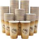 180 Pack 16 oz Disposable Paper Coffee Cups, Hot/Cold Drinking Cups, coffee, Juice, Retro Design, Leak-Proof, Party, Picnic, Events, Travel, Offices, Shops