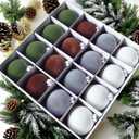 16 Pcs Velvet Christmas Balls, 3.15" Shatterproof Flocked Ornaments, Velvet Christmas Tree Balls, Brown Green Beige Dusty Blue