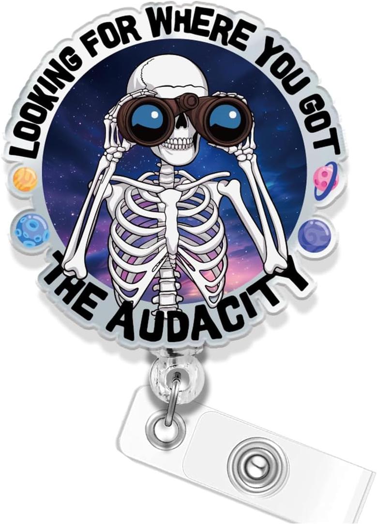 2 x Cute Nurse Badge Reels Retractable Funny Skeleton Radiology X-ray Tech Badge Reels Nursing Student Accessories ID Clip for Doctor Student Teacher Healthcare Medical CNA RN Gifts