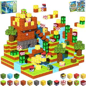 Magnetic Blocks, Magnetic Tiles Building Blocks, Magnet Cubes STEM Sensory Game Toys Christmas Birthday Gifts for Kids Boys Girls Age 3+ (Forest)