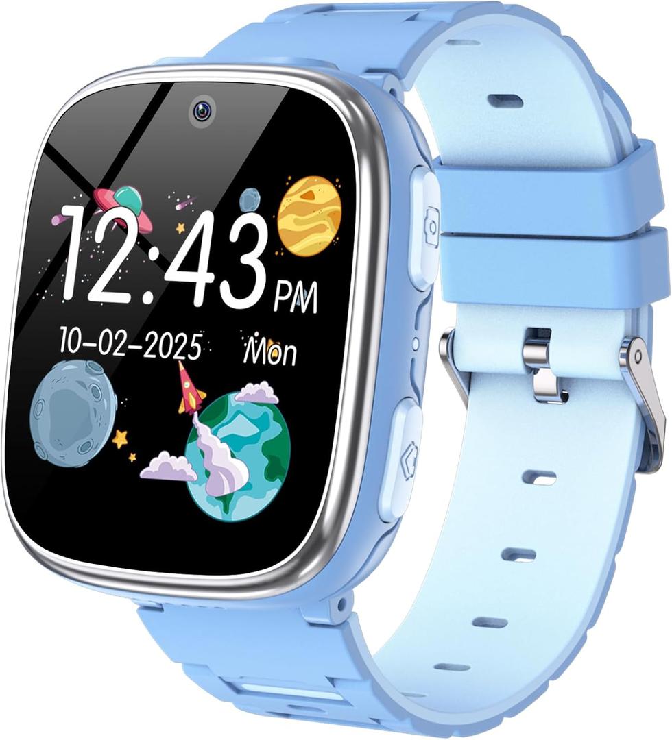 Kids Smart Watch Girls Boys - Smart Watch for Kids Game Watch Gifts for 4-12 Years Old with 26 Games Camera Alarm Video Music Player Pedometer Flashlight Birthday Gift for Boys Girls (3 Blue)