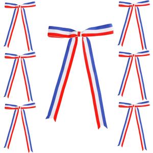 Meseey Patriotic Bows for 4th of July, Red White Blue Bows with Twists Tie for Independence Day, Memorial Day Gift Wrapping, Cake Pops, Treat Bags (Red White Blue, 8 x 12 Inch)