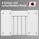 Aujen Silverware Organizer - Expandable Kitchen Drawer Organizer, Adjustable Utensil Organizer, Cutlery Tray for Forks, Knives, Multipurpose Kitchen Organizers and Storage Solution, White, Large