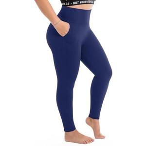 Walifrey Plus Size Leggings with Pockets for Women, High Waist Opaque Tummy Control Leggings XXL