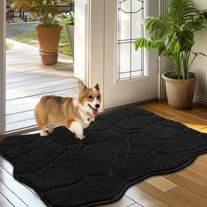 BSICPRO Dog Mat for Mud Paws, 24x36 Low Profile Absorbent Dirt Trapper Door Mat, Non-Slip Washable Mud Mat for Dogs, Microfiber Pet Rug Mat for Front Door Indoor, Patio, Entrance (Black)