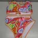 MakeMeChic Women's High Waisted Bikini Sets Bathing Suit Swimsuit Tropical Boho Swimwear, Large