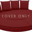 Outdoor Daybed Cushion Cover, 66" Replacement Round Bed Cushion Cover,Outdoor Waterproof and Fade-Resistant Sun Bed Out Door Cushions Cover - Patio Round Daybed Cushions Cover, Covers ONLY (Red)