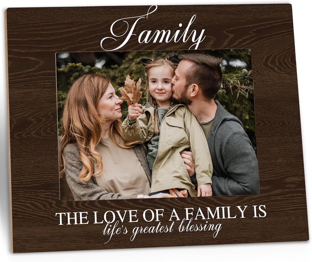 Family Picture Frame Gifts - Family Photo Frame, Mother Father Grandparents Gifts, The Love of a Home Is Life's Greatest Blessing Wooden Picture Frame 5x7 for Tabletop or Wall Hanging