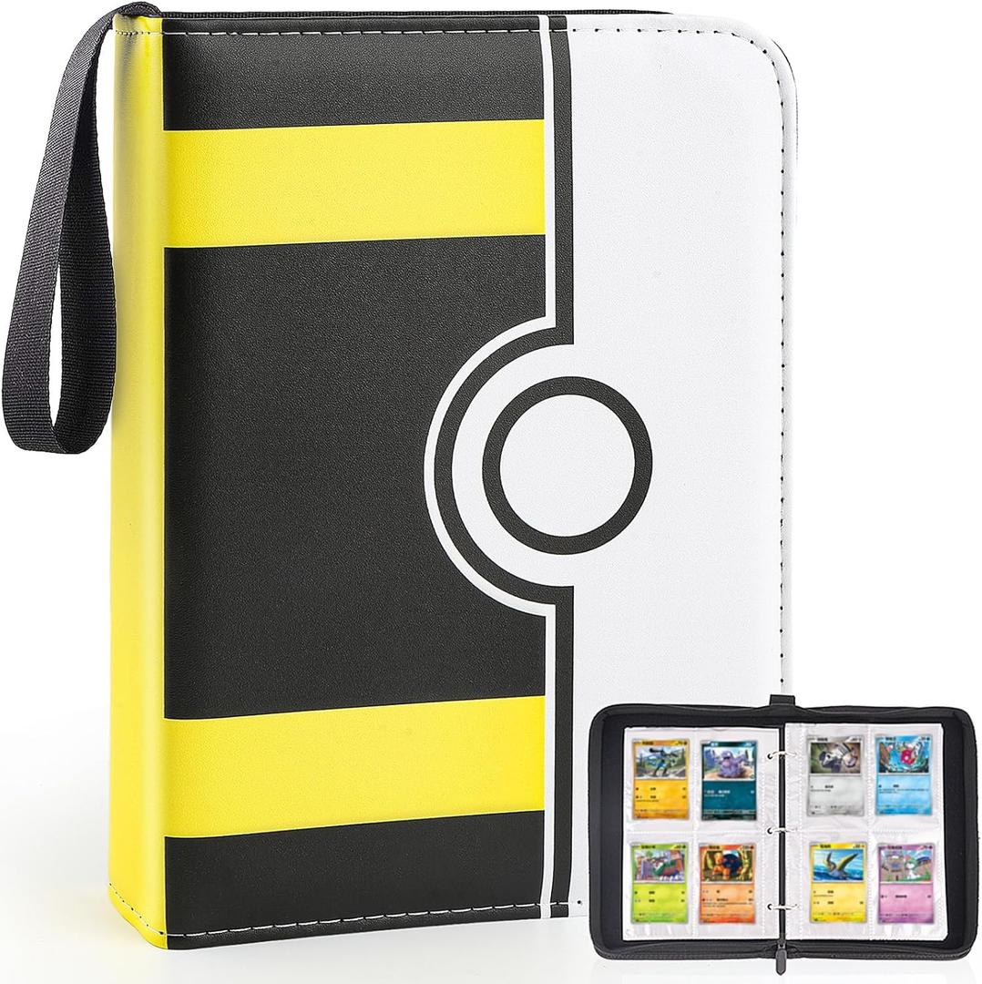 Collectible Trading Card Binder, 400 Pockets Card Holder with 50 Removable Sleeves, Portable Collection Binder Album Book Case Storage, Zipper Card Protective Sleeves for TCG, Sports Card (Advanced Black)