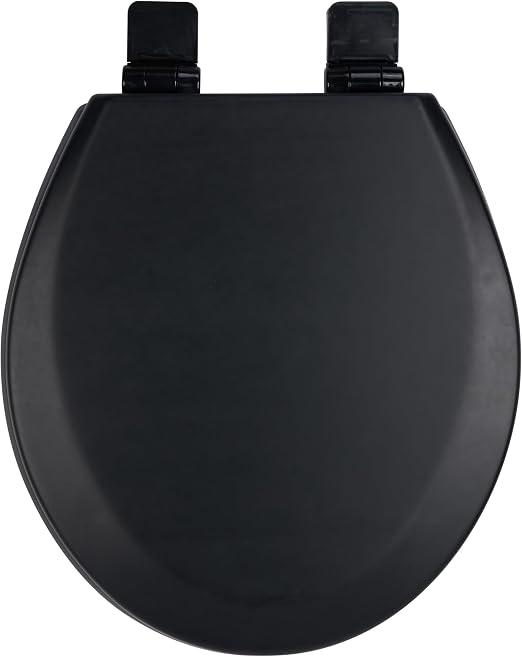PIKLiDS Toilet Seat, Slow Close, Soft Touch, Ultra-Smooth Matte Finish (No Orange-Peel Texture), Premium Moulded Wood, Quick Release, (Black, Round)
