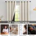 Urban Lotus Ivory Full Blackout Curtains for Living Room Thermal Insulated Room Darkening Curtains for Bedroom 84 Inches Length Window Treatment Drapes for Hotel Office Grommet Top 52" w 2 Panels