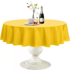 Softalker Round Tablecloth, Waterproof & Stain Resistant Table Cloth Wrinkle Free 210GSM Fabric Washable Polyester Table Cover for Spring/Party/Outdoor - 70 inch,Yellow