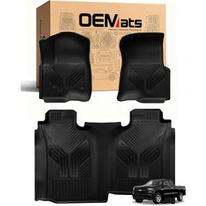 Color TPE Floor Mats 2019–2026 for Chevrolet Silverado/GMC Sierra 1500 & 2500HD/3500HD 2020–2026 | Crew Cab | Without Rear Underseat Storage | All-Weather Floor Liners Full Set, Carbon Fiber