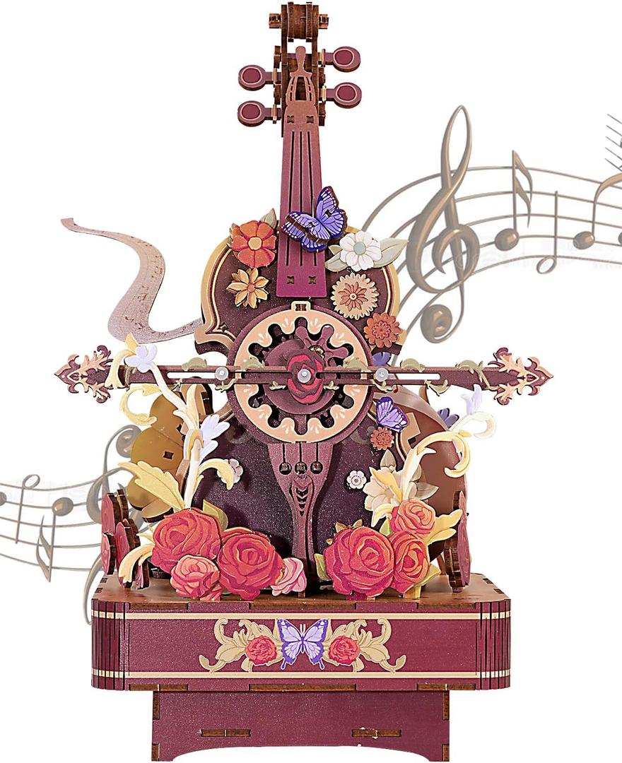 Wooden Puzzle for Adults, 1:20 Scale 3D Puzzles Music Box & Lights, Wood Building Kit DIY Model Kits, Educational STEM Toy, Unique Gift for Men Women for Birthday Christmas Festivals