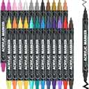 Acrylic Paint Markers, 24 Colors Paint Pens Acrylic Markers, Dual Tip with Dot & Fine Point for Rock Painting, Wood, Canvas, Glass, Stone, Ceramic Art Supplies & Craft Supplies.
