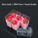 100 Pack Square Dessert Cups with Lid, 3oz Clear Mini Shooter Cups with Spoon for Party, Reusable Plastic Pudding Parfait Cups for Yogurt Jello Ice Cream