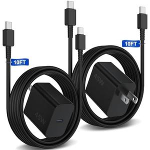 2Pack 45W Super Fast Charger with Type C Cable 10ft, USB C Wall Charging Block Adapter and Android Phone Charger Cord Long for Samsung Galaxy S25/S24+/S23 Ultra/S23+/S22/S22+/S22 Plus/S21/Note 20