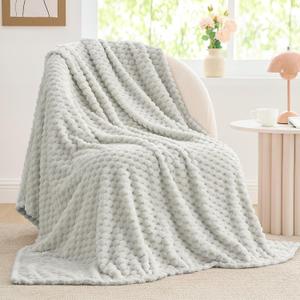 BEDELITE Fleece Blanket Twin for Bed Couch, 3D Jacquard Decorative Light Grey Throw Blanket, Soft and Cozy Warm Plush Fuzzy Blanket All Seasons Suitable, 60x80Inches