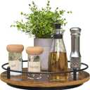 Lazy Susan Organizer10 Inch Rotating Spice Rack Decor for Kitchen Countertop Round Wooden Turntable Holder for Dinning Room, Living Room, Home Black