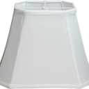 Bell Lamp Shade, Rectangular Cut Corner Lampshades 8" Top x 14" Bottom x 10.5" High Lamp Shades for Table Floor Lamps, White Linen Replacement Shade Spider Fitter, Easy Assembly Required