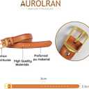 Women's Fashion Classic Metal Buckle Leather Belt with Jeans Dress (36-39 (Pant 18-20), Add-dark Orange-gold)