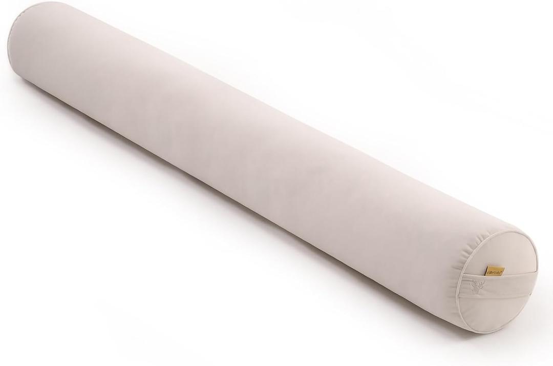 Long Round Body Pillow for Adults Bolster Pillow for Bed, Cervical Roll Pillow, Firm Support for Sleeping, 47 x 7.87 Inches, Misty White