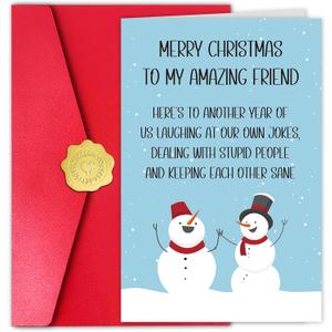 2 x Merry Christmas Card for Friend, Funny Christmas Card for Him Her, Amusing Xmas Cards Gift (#34)