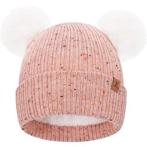 FZ FANTASTIC ZONE Toddler Kids Winter Hat Beanie Pompom Warm Fleece Baby Hats 0-6 12 Months 1 2 3 4 Year Old Girls Boys Gifts