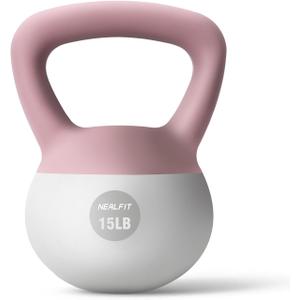 Soft Kettlebell 5LB/10LB/15LB/20LB/25LB, Kettlebells for Home Gym Strength Training, Anti-Slip Fitness Weights for Men Women (15LB Pink-White)