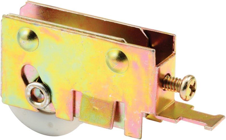 Prime-Line N 6965 Steel Mirror Sliding Door Roller Assembly with 1-1/4 inch Nylon Ball Bearing Wheel, Golden, Set of 1
