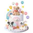 Dog Cake Topper Clay Dog Figurines Star Cloud Ball Cake Toppers Decorations for Dog Theme Paw Cute Pet Decoration Supplies