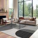 9x12 Large Area Rug for Living Room Boho Rug Bohemian Rugs Machine Washable Modern Geometric Rug Non Slip Printed Low Pile Indoor Floor Carpet for Dining Room Bedroom Office,Grey and Black