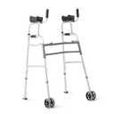 Medline Upright Walker with 5 Dual Wheels, Forearm Walker with Armrests, Height Adjustable, 300lb Weight Capacity, Height Adjustable 46-53", 31" Wide