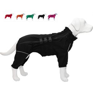 Dogs Waterproof Jacket, Lightweight Waterproof Jacket Reflective Safety Dog Raincoat Windproof Snow-Proof Dog Vest for Small Medium Large Dogs Black S (S (back 10.5"))