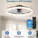 VOLISUN Low Profile Ceiling Fans with Lights and Remote, 24in Fandelier Ceiling Fan Flush Mount, 3000K-6500K Smart Bladeless LED Fan Light, Black Modern Ceiling Fans with Lights for Bedroom
