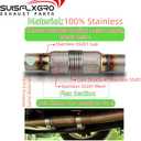 Exhaust Flex Pipe Universal Type 100% Stainless Steel For Heavy Duty and Cars (1 PC, 2.5X8X12 Clamps)