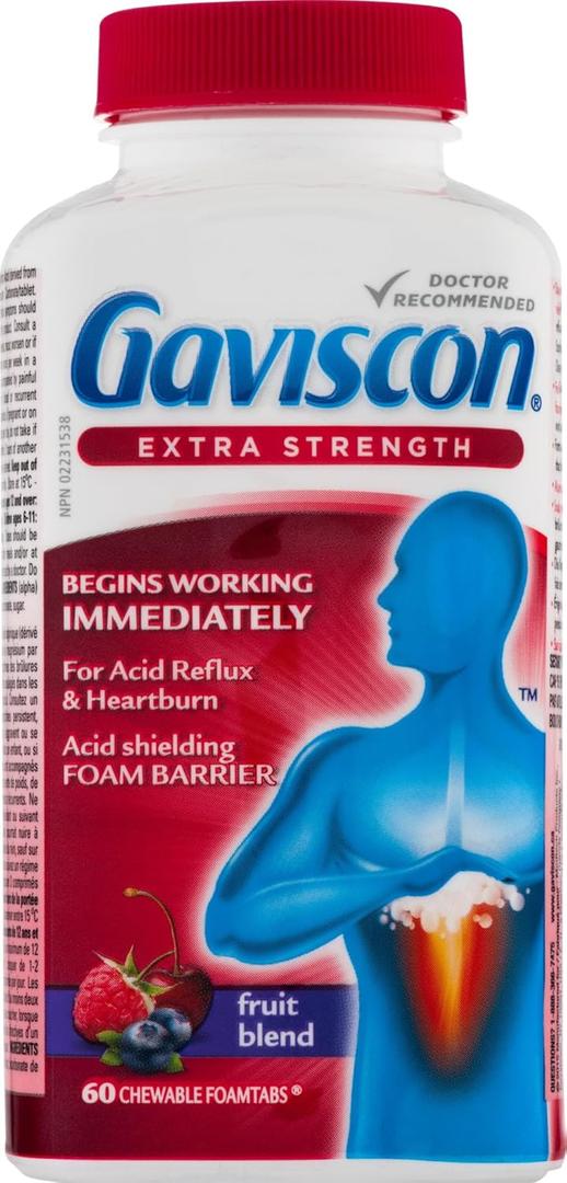 Gaviscon Extra Strength Fruit Antacid 60 Tablets (60 Count (Pack of 1))