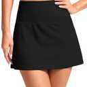 SANTINY Women's High Waisted Swim Skirt with Pocket Tummy Control Tankini Swimsuit Bathing Suit Bottoms for Women (Black, Medium)