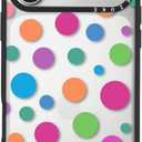 Clear TPU Phone Case Cover for iPhone 17 Pro with Design, Drop Protection, Cute Case for Girl Women, Colorful Polka Dots