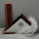 Personalized Flag Case for Burial Flag DIY by Yourself, Glass Front Mahogany Display Case for 5'x9.5' Flag, Wall Mounted Custom Name Wood Shadow Box for Military with Metal Letters and Logo Stickers