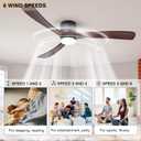60" Wood Ceiling Fan with Lights Remote, Reversible DC Motor 6-Speed Ceiling Fan, 3 Blades Low Profile Flush Mount Ceiling Fans, Modern Ceilingfans for Low Profile, Walnut and Matte Black