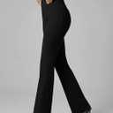 Dokuritu Women's Work Pants Business High Waist Flare Leggings with Pockets Tummy Control Bootcut Pull On Stretchy Slacks (L)