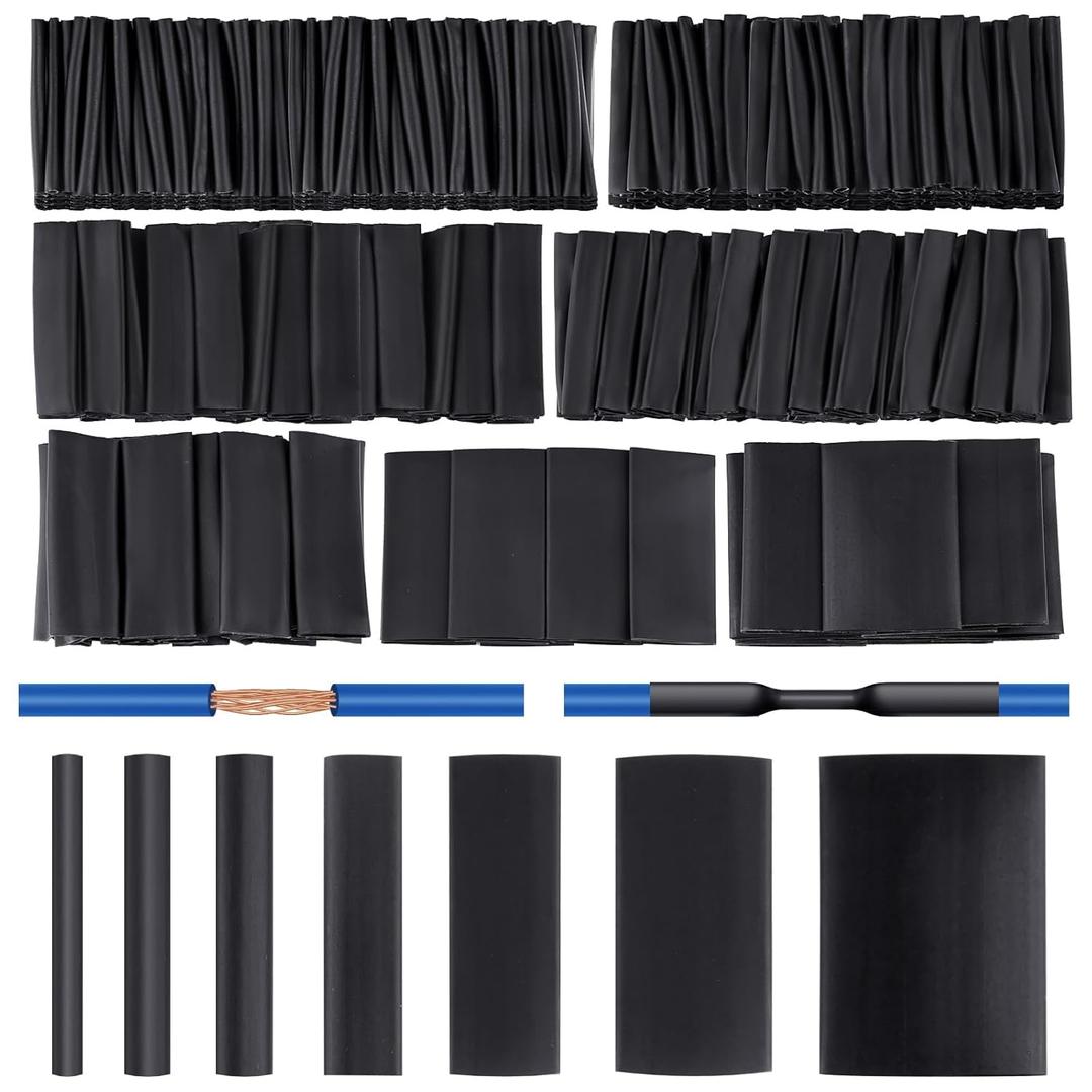 420 pcs Heat Shrink Tubing Kit, 3:1 Ratio Adhesive Lined, 7 Sizes Marine Wire Shrink Wrap Tubing, Waterproof Black Heatshrink Tubes for Industrial, Electrical, Cable Repair