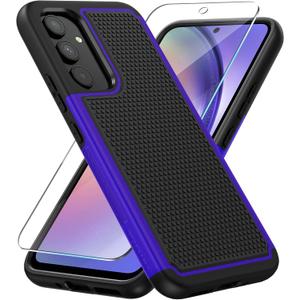 FNTCASE for Samsung Galaxy A54-5G Case: Dual Layer Shockproof Protective | Non-Slip Matte Textured | Heavy Duty Rugged TPU Drop Military Protection Tough Bumper Cell Phone Cases (Blue Black)