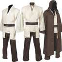 Men's Costume Robe Adult Male Tunic Costume Hooded Uniform Full Set Halloween Cosplay Cloak, Large