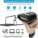 NETUM Bluetooth Barcode Scanner, Compatible with 2.4G Wireless & Bluetooth Function & Wired Connection, Connect Smart Phone, Tablet, PC, CCD Bar Code Reader Work with Windows, Mac,Android (NT-1228BC)